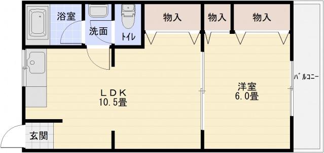 シティーハイツ本町(1LDK/2階)の間取り写真