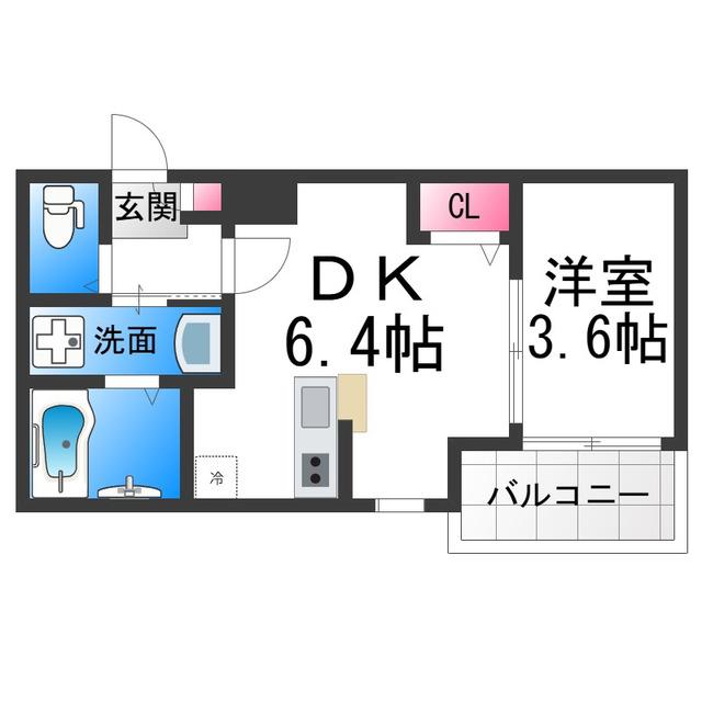 賑町シーエム・ディス(1DK/2階)の間取り写真