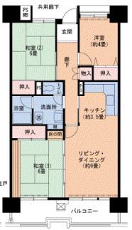 UR武庫川 17号棟(3LDK/12階)の間取り写真