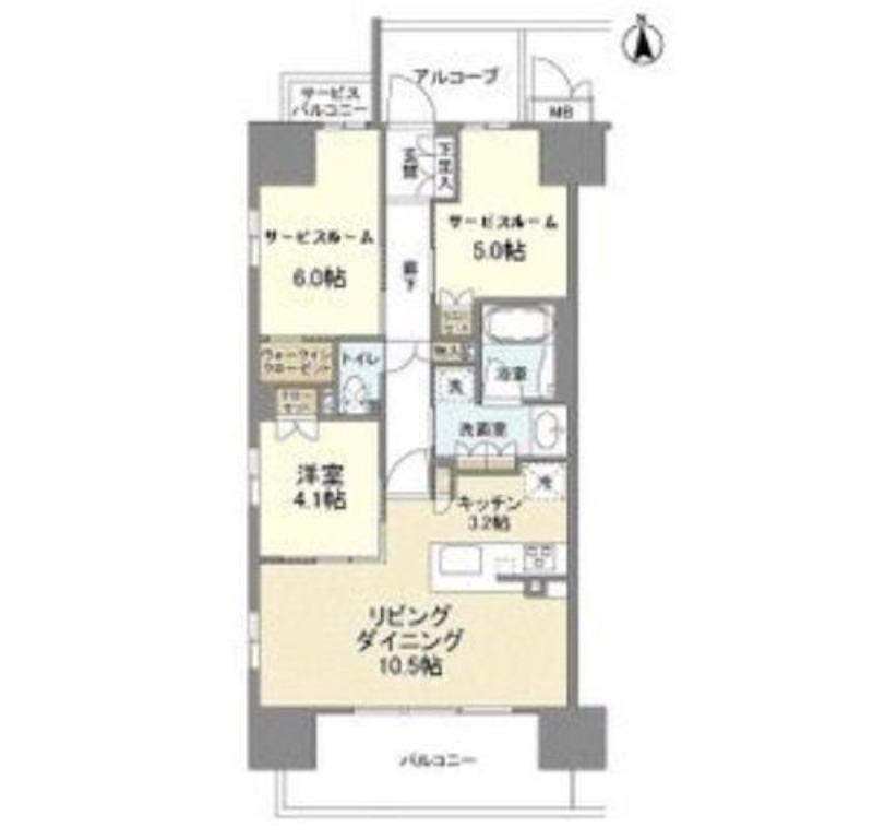 ブランズ天王寺勝山(3LDK/4階)の間取り写真