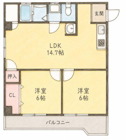 アーバンコート庄内弐番館(2LDK/1階)の間取り写真