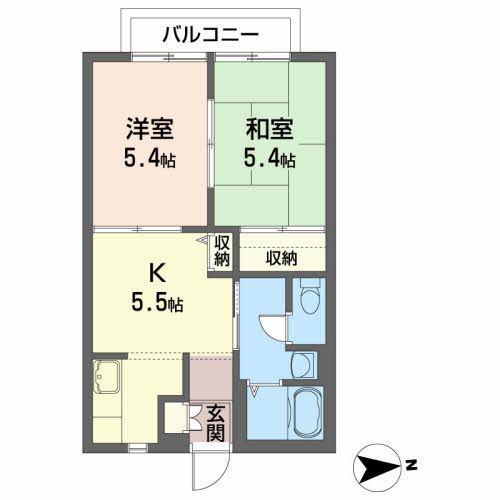 エール・ヴィラージュ(2K/2階)の間取り写真