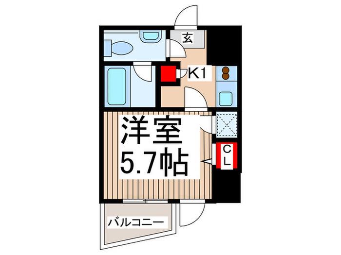 ライブコート草加(1K/4階)の間取り写真