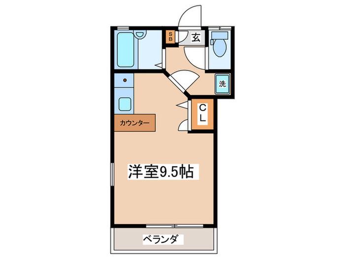 ニューライト(ワンルーム/1階)の間取り写真