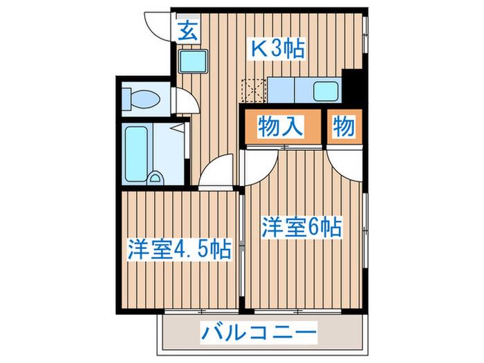 第3向山ビル(2K/2階)の間取り写真