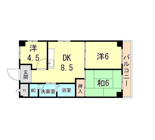 尼崎梅ノ木公園アーバンリズ(3DK/4階)の間取り写真