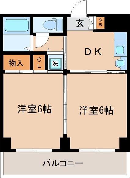 アルデール宮町(2DK/3階)の間取り写真