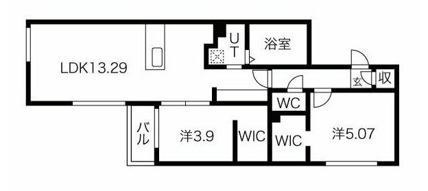 ラ・シュエットI(2LDK/3階)の間取り写真