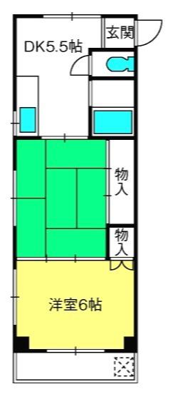 クロバーハイツ(2DK/3階)の間取り写真