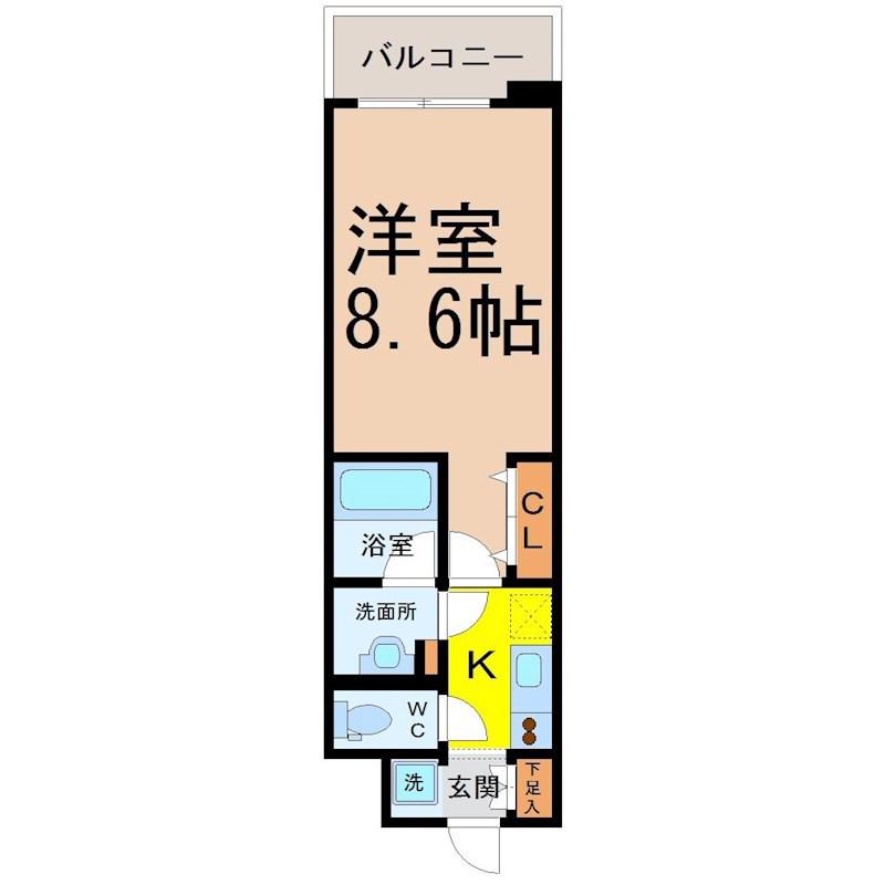 フローラル東別院(1K/8階)の間取り写真