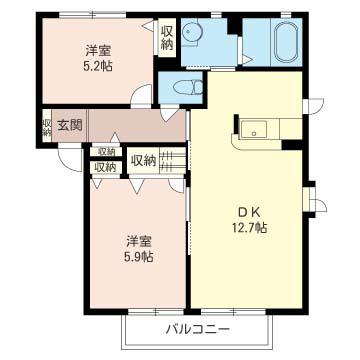 CALF BRIDGE(2LDK/1階)の間取り写真