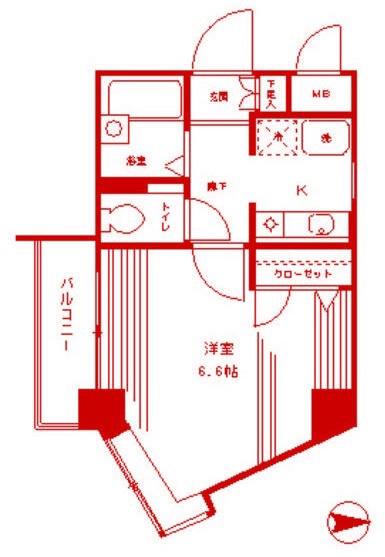パーク・ヒルズ元住吉(1K/7階)の間取り写真
