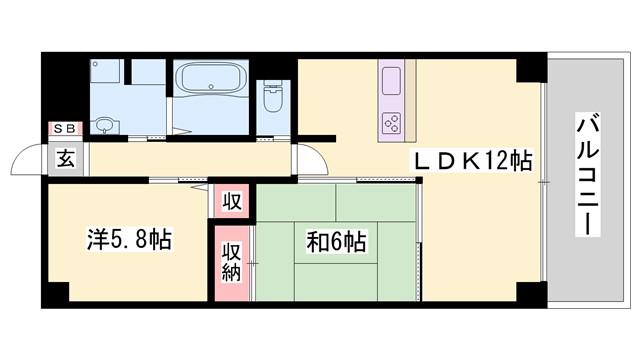 高岡中村コーポ パートII(3LDK/11階)の間取り写真
