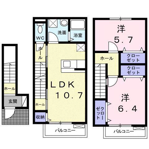 レイクパレット(2LDK/2階)の間取り写真