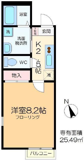 ロクハウスIV(1K/2階)の間取り写真