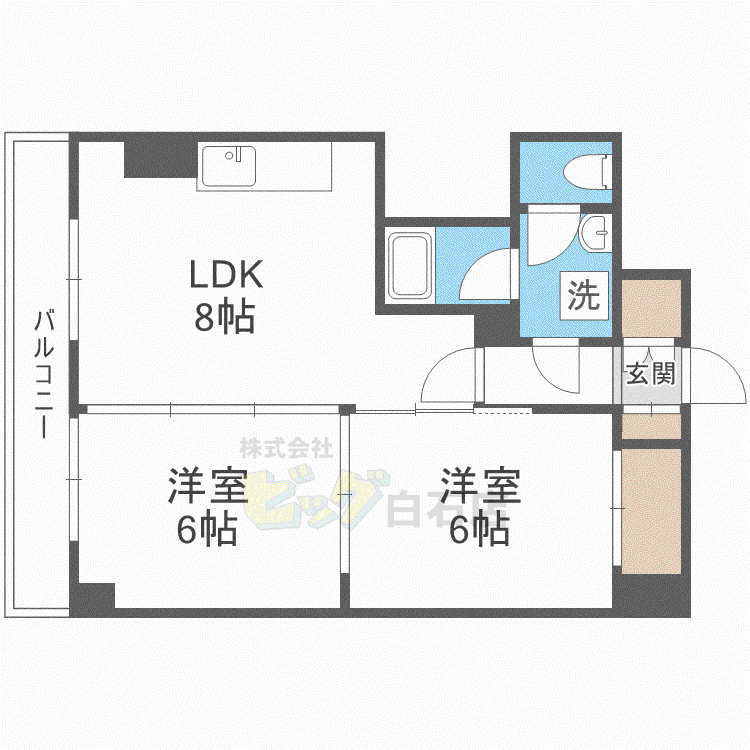 豊平アシュウ(2LDK/3階)の間取り写真