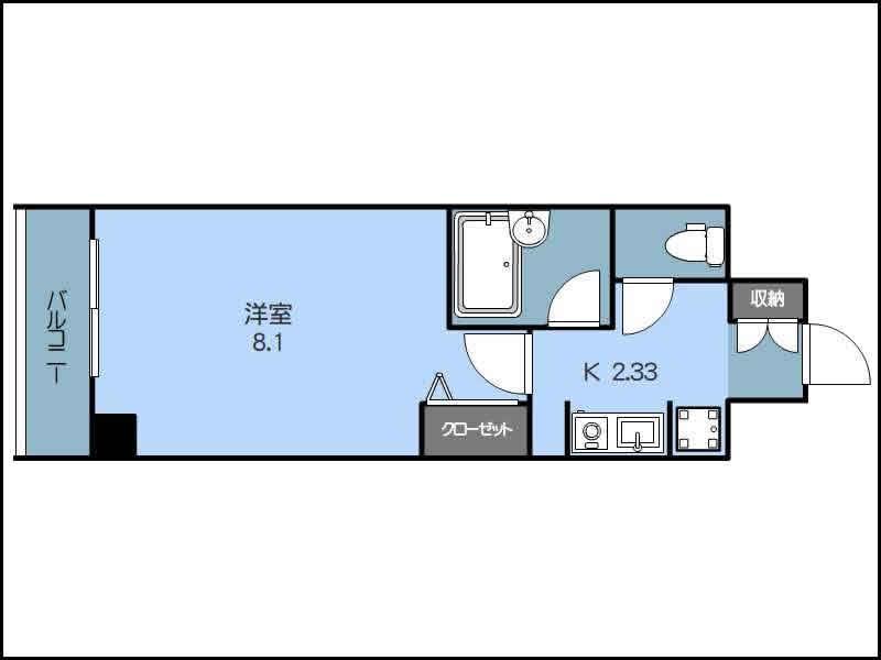 オセオ弁天(1K/5階)の間取り写真