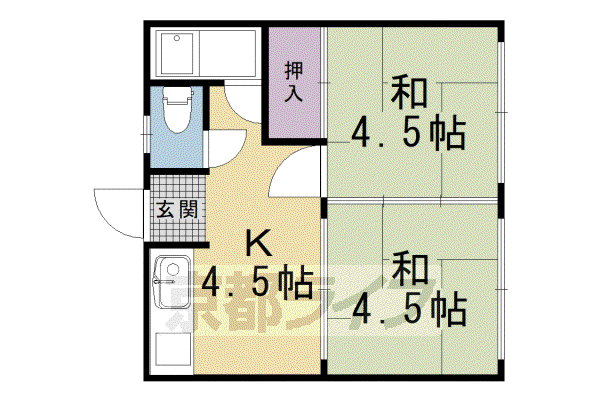 楠荘(2DK/2階)の間取り写真