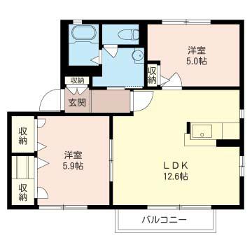 グレースT(2LDK/2階)の間取り写真