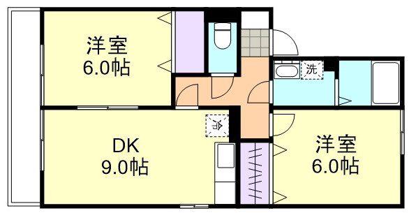 エーア トベーレB(2DK/1階)の間取り写真
