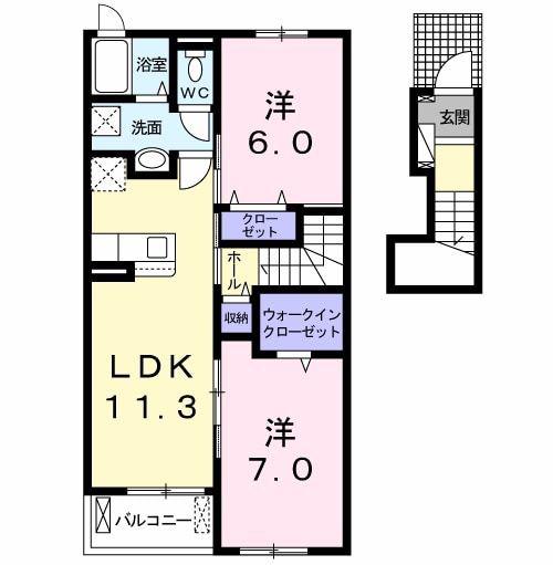 エスペランサ(2LDK/2階)の間取り写真