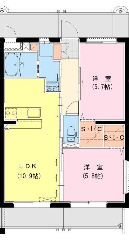 波島1丁目YMマンション(2LDK/2階)の間取り写真