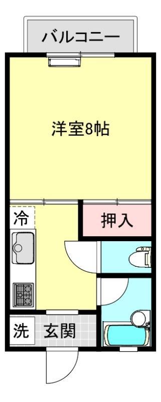 ハイツピュア(1K/2階)の間取り写真
