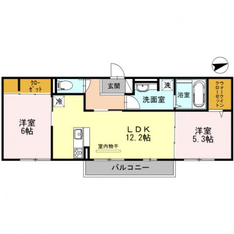 ラヴィタ帝塚山(2LDK/1階)の間取り写真