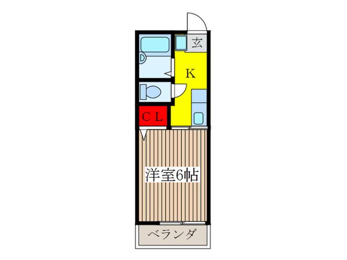 シティハイムカーサ武蔵野II(1K/1階)の間取り写真