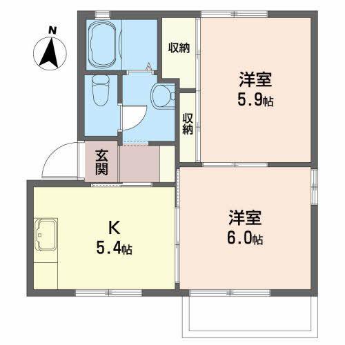 フォーレストJ A(2K/2階)の間取り写真