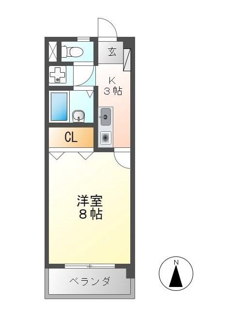 LE DIAMANT BLEUK(1K/1階)の間取り写真
