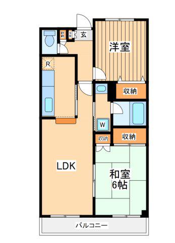 サンボナール鷺沼(2LDK/2階)の間取り写真