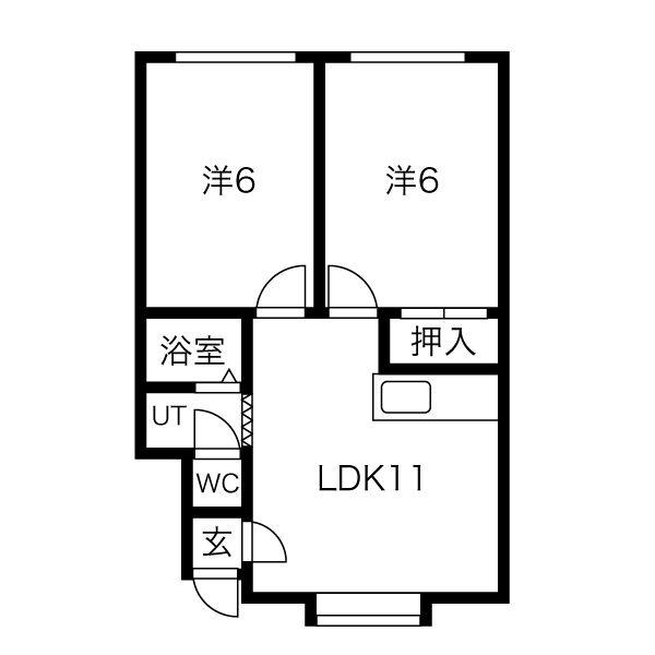 ダイヤフレンズ拓北(2LDK/1階)の間取り写真
