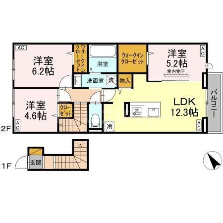 YAMAJUII(3LDK/2階)の間取り写真