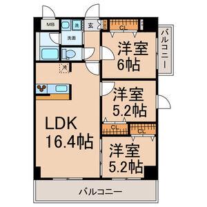 カーサビアンカ黒川(3LDK/8階)の間取り写真