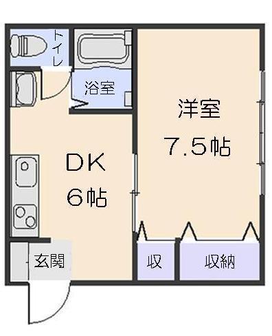 メゾン柏崎 旭堂13(1DK/1階)の間取り写真