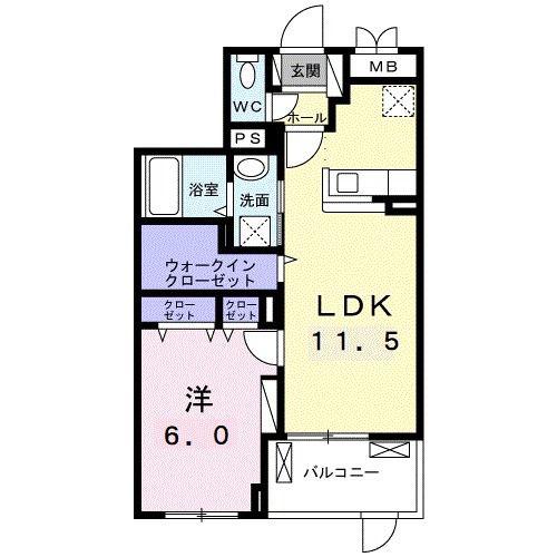 ラ・ルミエール(1LDK/4階)の間取り写真