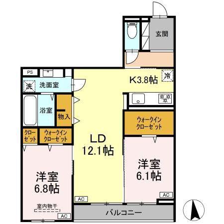 CLASSEUM仙台小田原 I(2LDK/2階)の間取り写真