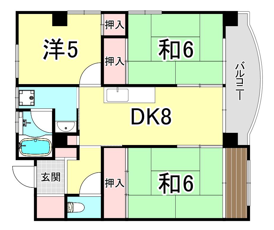 メゾン西明石(3DK/3階)の間取り写真