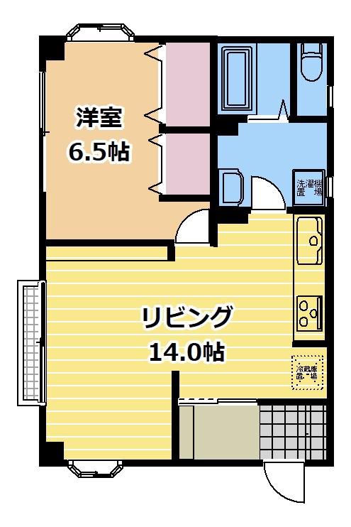 カーサ小田(1LDK/3階)の間取り写真