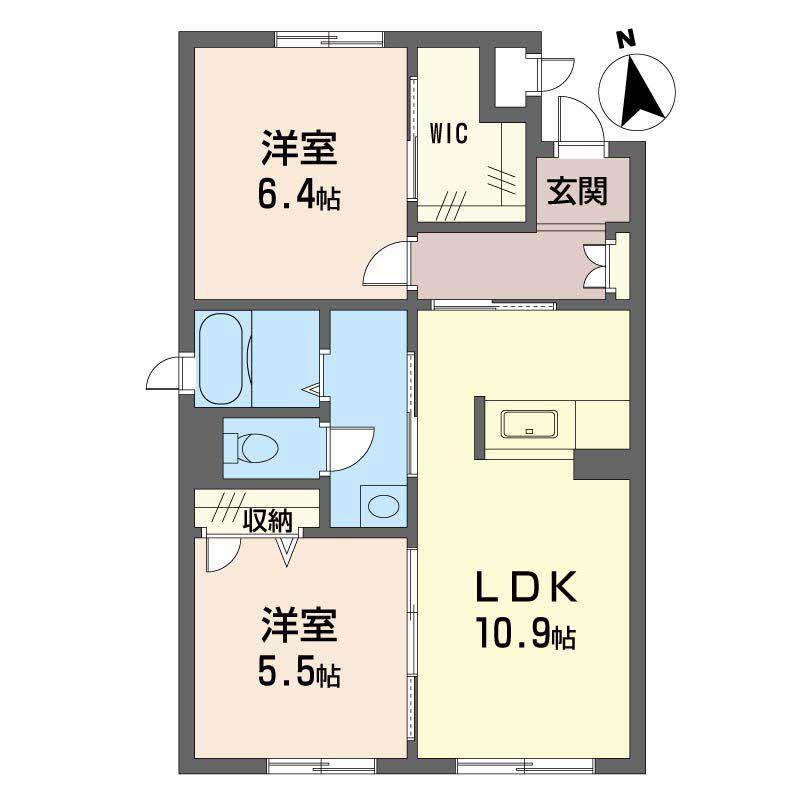 ＪＲ徳島線 徳島駅 バス乗車時間：7分 最寄りバス停で下車 徒歩4分 3階建 築14年(2LDK/1階)の間取り写真