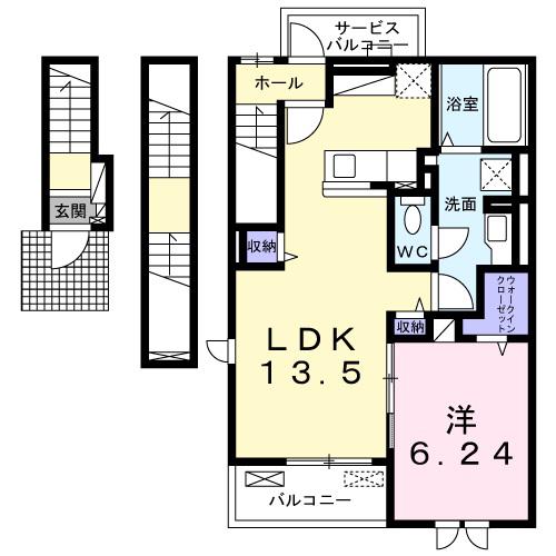 ファイン コート(1LDK/3階)の間取り写真
