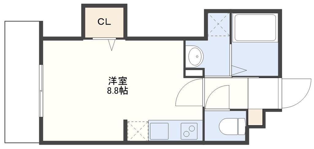 平野町FマンションB(ワンルーム/4階)の間取り写真