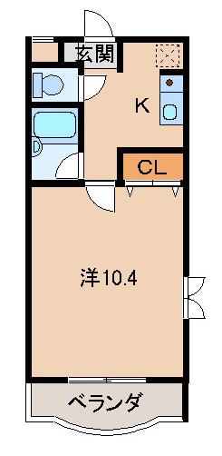 クレスト中津(1K/3階)の間取り写真