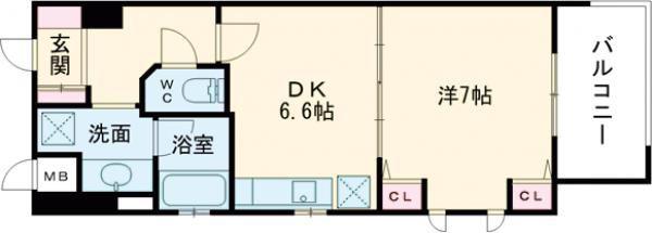 KAISEI神戸海岸通第II(1DK/6階)の間取り写真