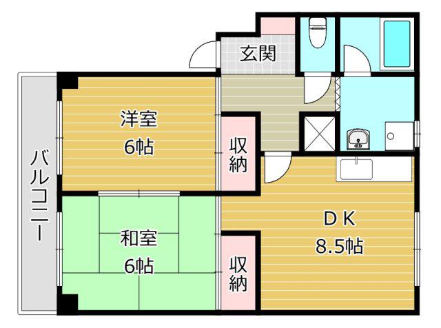 郡家シャトルマンション I(2DK/1階)の間取り写真