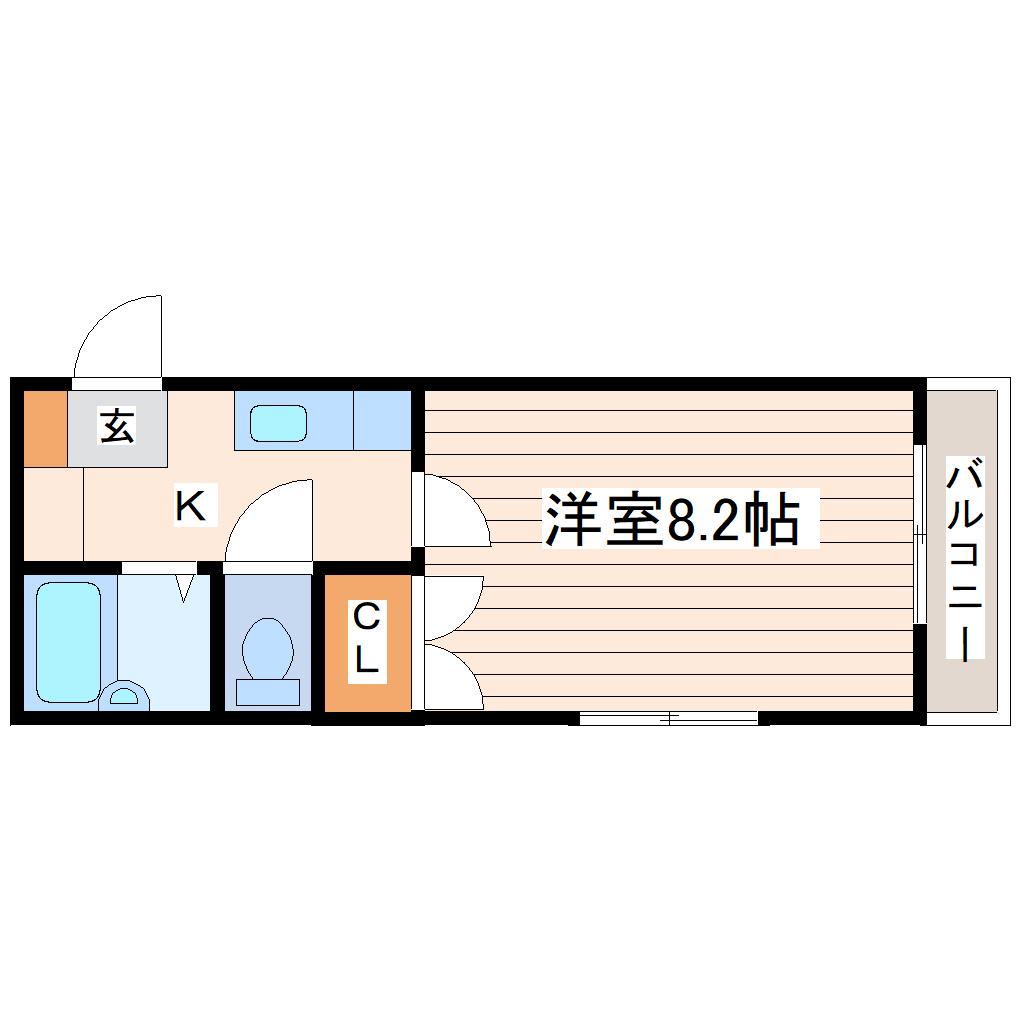 アバントヒルズ(1K/1階)の間取り写真