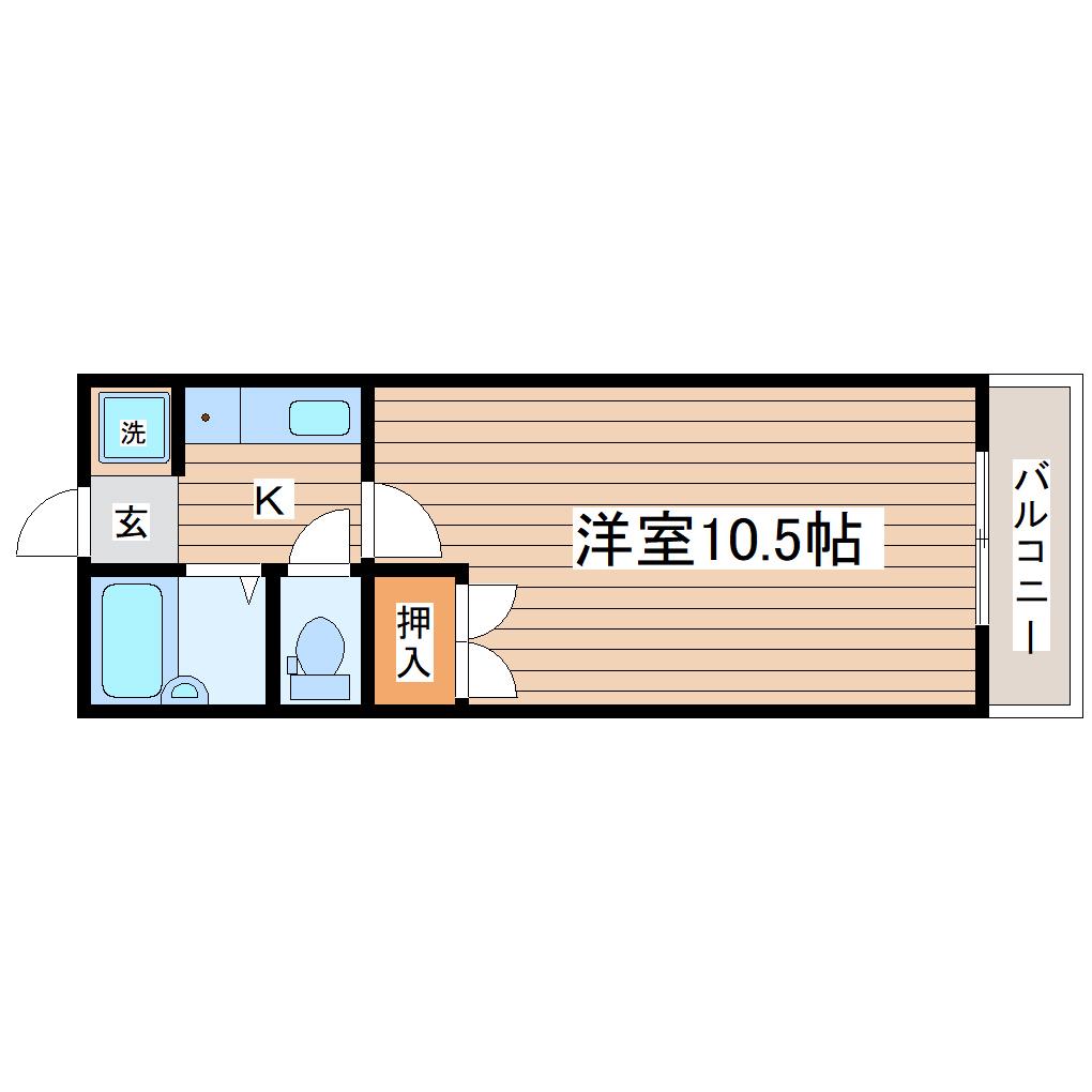 ハイマート小松島(1K/1階)の間取り写真