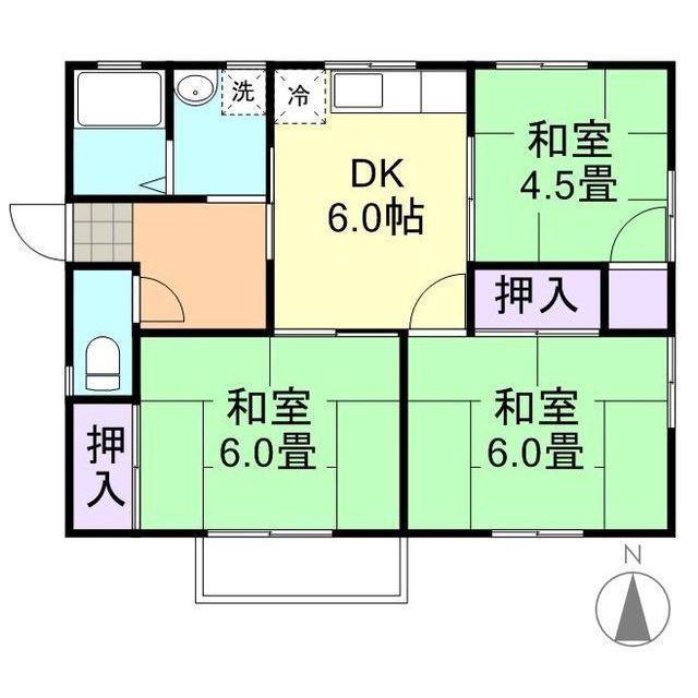 コーポ岡野B棟(3DK/1階)の間取り写真