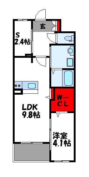 AMORGUTE(1SLDK/2階)の間取り写真